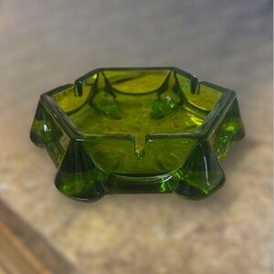 Mid-Century Modern Emerald Green Blenko Glass Hexagon Ashtray